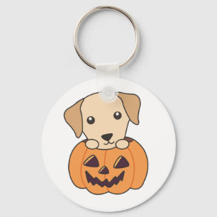 Labrador In Pumpkin Cute Dogs Happy Halloween Keyc Keychain