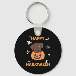 Labrador In Pumpkin Cute Dogs Happy Halloween Keychain