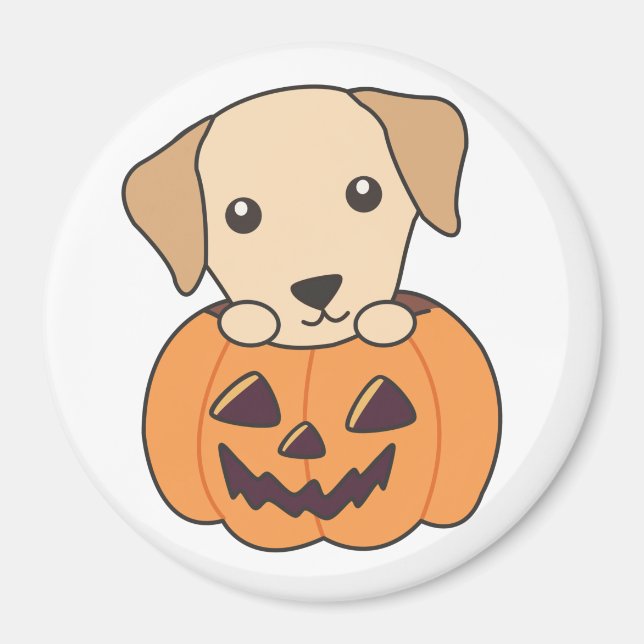 Labrador In Pumpkin Cute Dogs Happy Halloween Magnet (Front)