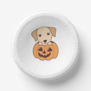 Labrador In Pumpkin Cute Dogs Happy Halloween Paper Bowls