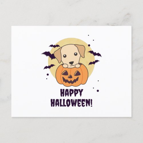 Labrador In Pumpkin Cute Dogs Happy Halloween Postcard