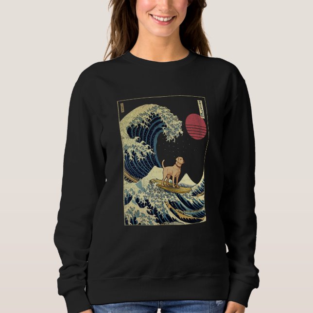 Labrador Japanese Kanagawa Wave  Surf Dog Sweatshirt (Front)