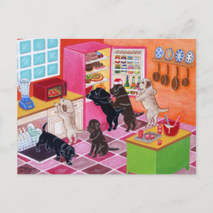 Labrador Kitchen Party Painting Postcard