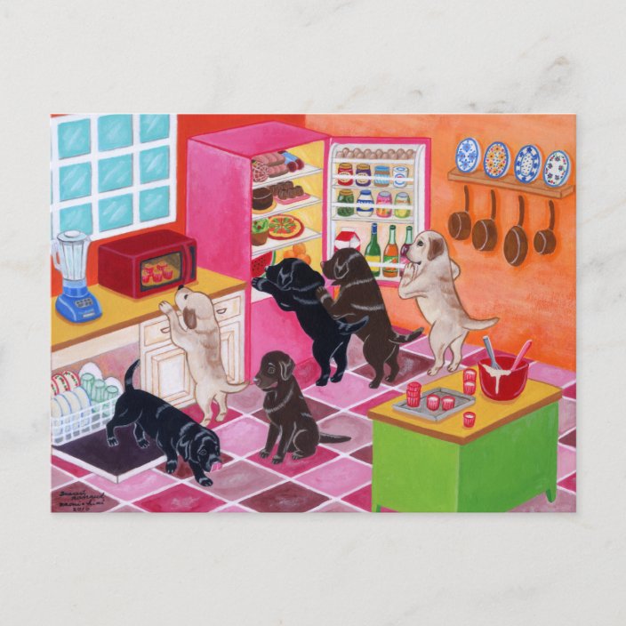 Labrador Kitchen Party Painting Postcard | Zazzle.com