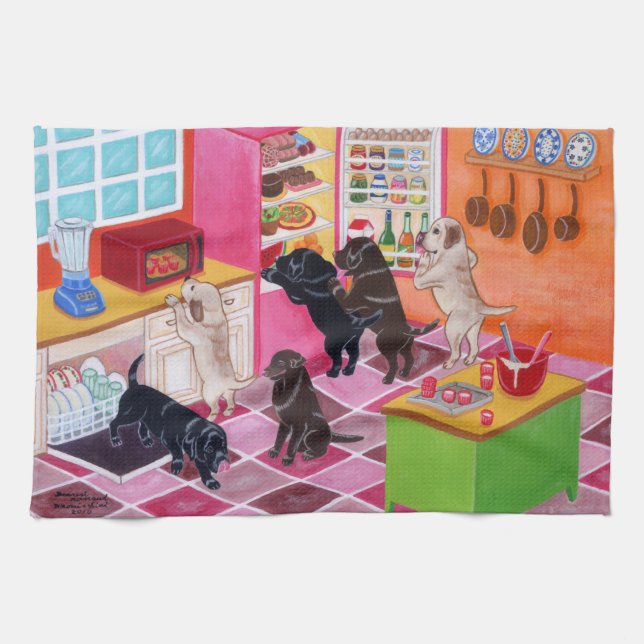Labrador Kitchen Party Painting Towel (Horizontal)