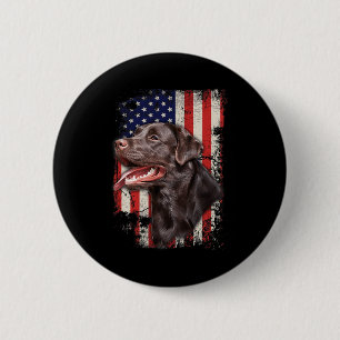Labrador Labs Patriotic American Flag 4th Of July  Button