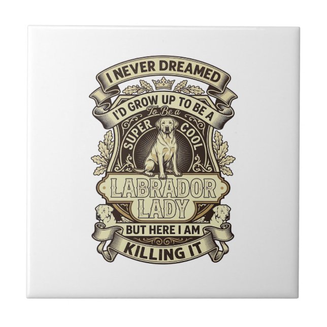Labrador Lady Dog Crown Shield_1 Ceramic Tile (Front)