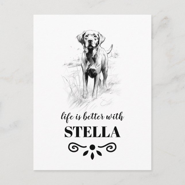 Labrador Life is better with Custom Dog Name Postcard (Front)