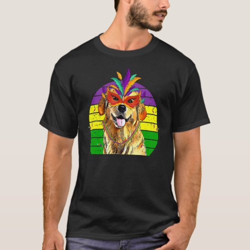 Labrador Mardi Gras Party Dog Mask Beads T_Shirt