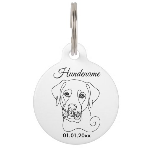 Labrador Minimalist Line Art Personalized Tag