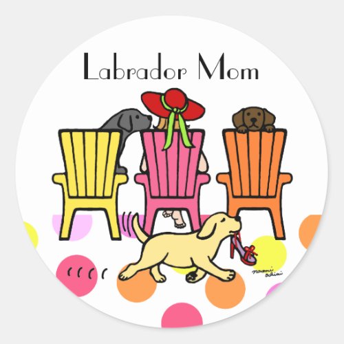 Labrador Mom at Poolside Classic Round Sticker