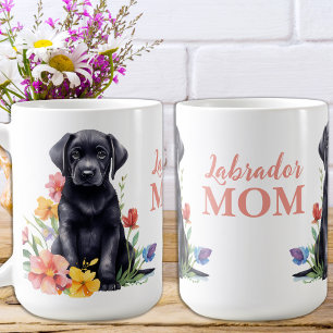 Labrador Mom Dog Cute Modern Floral Puppy Coffee Mug