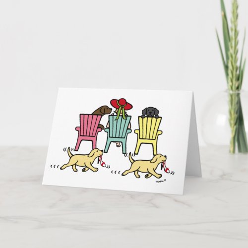 Labrador Mom Relaxing with her Kids Card