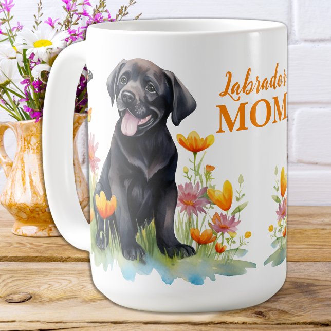 Labrador Mom Retriever Modern Floral Puppy Dog Coffee Mug (Creator Uploaded)