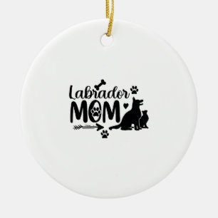 Labrador Mom SVG � Dog Silhouette & Paw Print Desi Ceramic Ornament