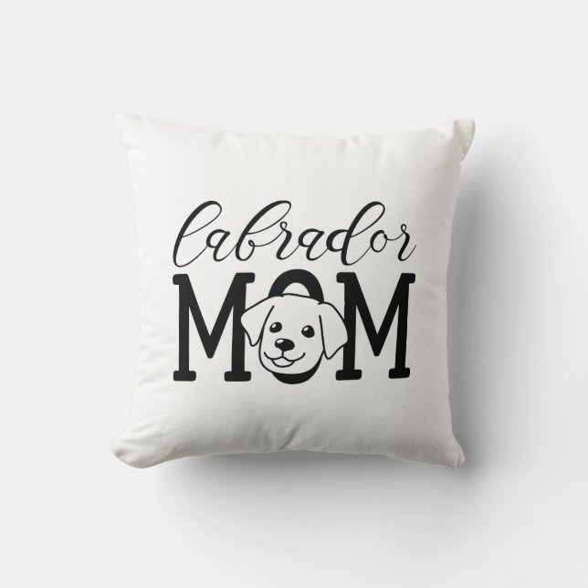 Labrador Mom Throw Pillow (Front)