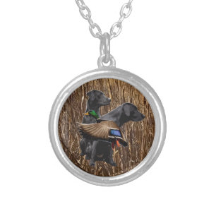 Labrador Necklace, Duck Hunting Silver Plated Necklace