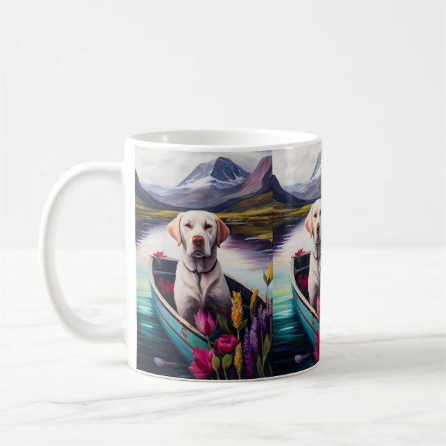 Labrador on a Paddle: A Scenic Adventure Coffee Mug (Left)