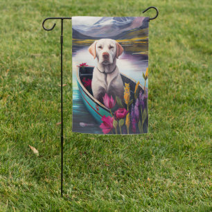 Labrador on a Paddle: A Scenic Adventure Garden Flag