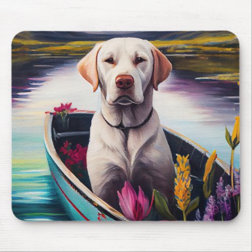 Labrador on a Paddle A Scenic Adventure Mouse Pad