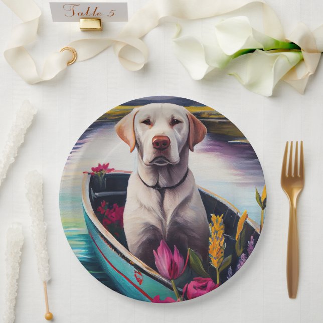 Labrador on a Paddle: A Scenic Adventure Paper Plates (Wedding)