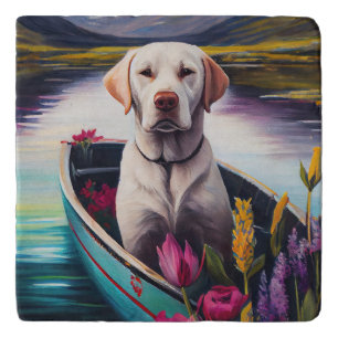 Labrador on a Paddle: A Scenic Adventure Trivet