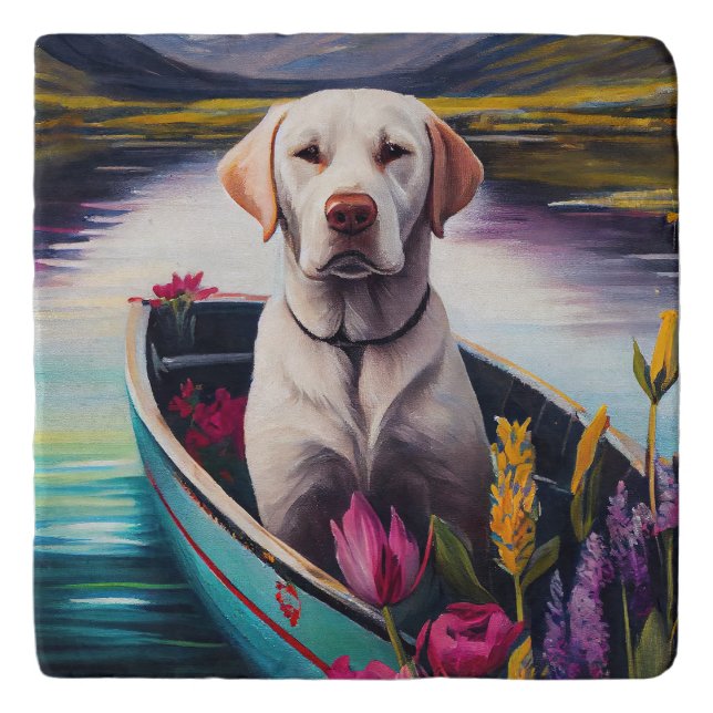 Labrador on a Paddle: A Scenic Adventure Trivet (Front)