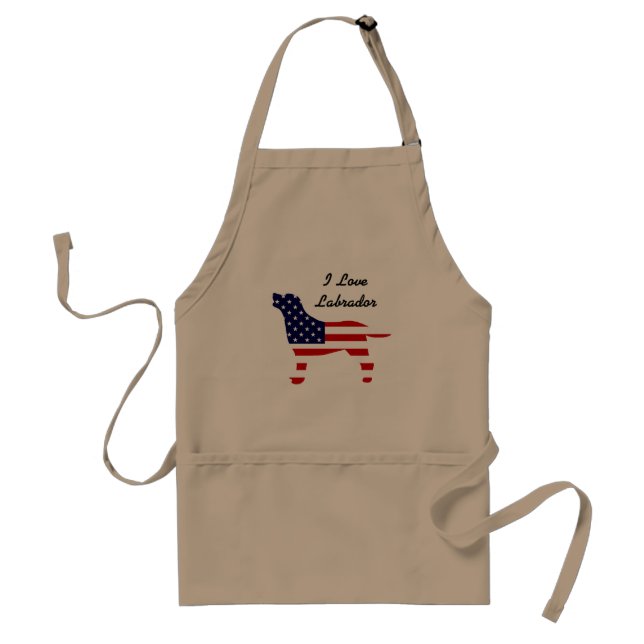 Labrador Outline in Stars and Stripes Adult Apron (Front)