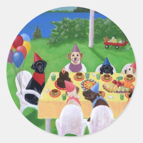 Labrador Party Classic Round Sticker