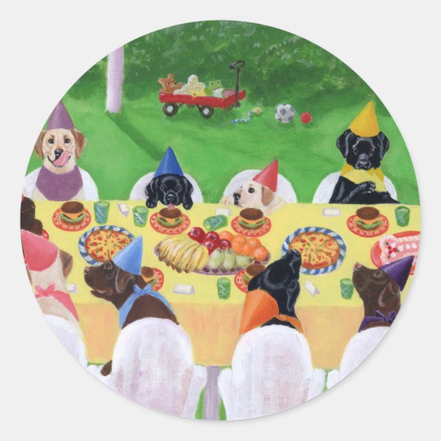 Labrador Party Classic Round Sticker (Front)