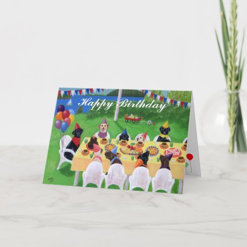 Labrador Party Painting Birthday Card