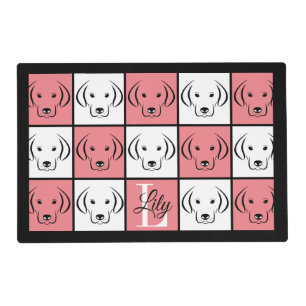 Labrador Personalized Pink Reversible Placemat
