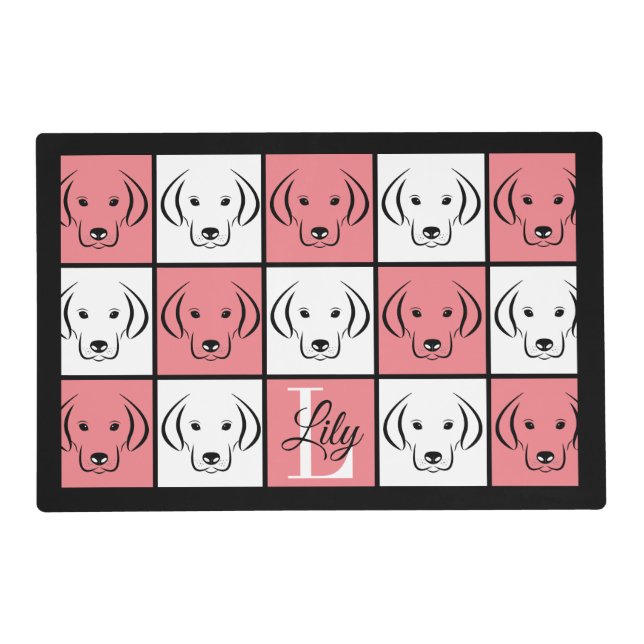 Labrador Personalized Pink Reversible Placemat (Front)