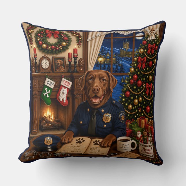 Labrador Police Dog  Throw Pillow (Front)