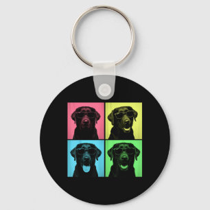 Labrador Pop Art Funny Black Lab Dog Lover Photo Keychain