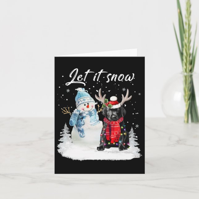Labrador Pup Santa Dog Christmas Snowman Xmas Paja Card (Front)