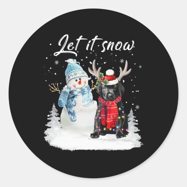 Labrador Pup Santa Dog Christmas Snowman Xmas Paja Classic Round Sticker (Front)