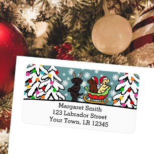 Labrador Puppies and Sleigh Christmas Labels