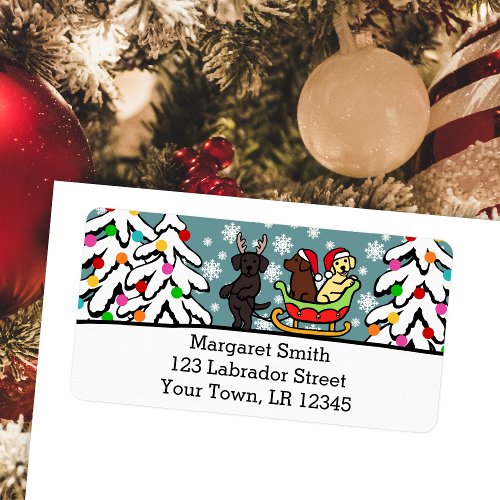 Labrador Puppies and Sleigh Christmas Labels