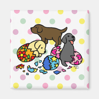 Labrador Puppies from Eggs Polka Dots Magnet