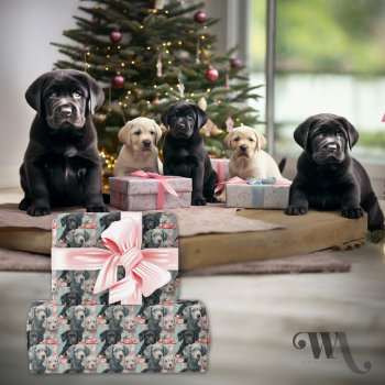 Labrador Puppies In 3 Colors Sm Wrapping Paper by PetsandVets at Zazzle