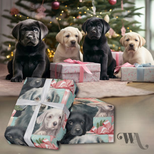Labrador Puppies in 3 colors Wrapping Paper