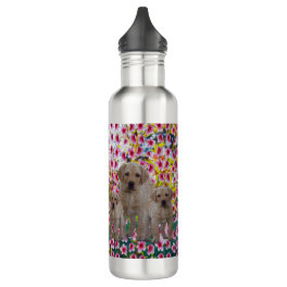 Labrador Puppies Oil Paint, Stainless Steel Water Bottle