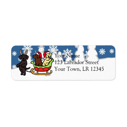 Labrador Puppies Sleigh Christmas Return Address Label