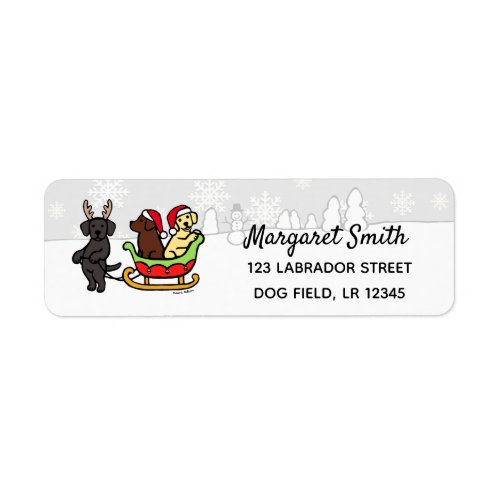 Labrador Puppies Sleigh Christmas Return Address Label