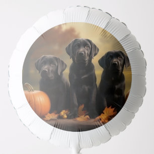 Labrador Puppy Autumn Delight Pumpkin Balloon