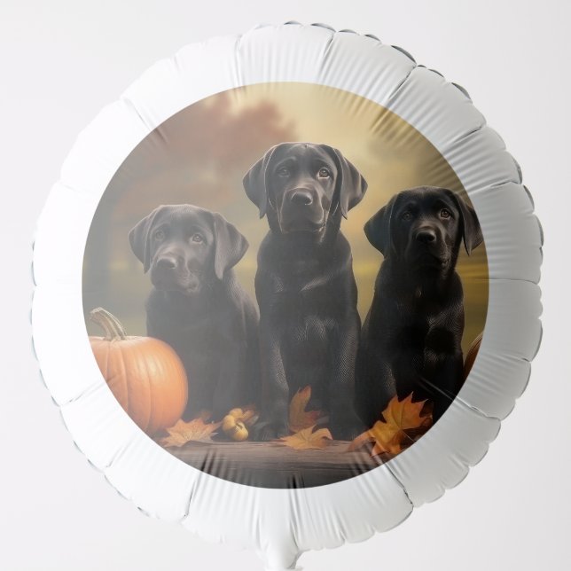 Labrador Puppy Autumn Delight Pumpkin  Balloon (Front)