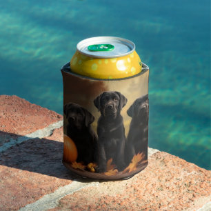 Labrador Puppy Autumn Delight Pumpkin Can Cooler