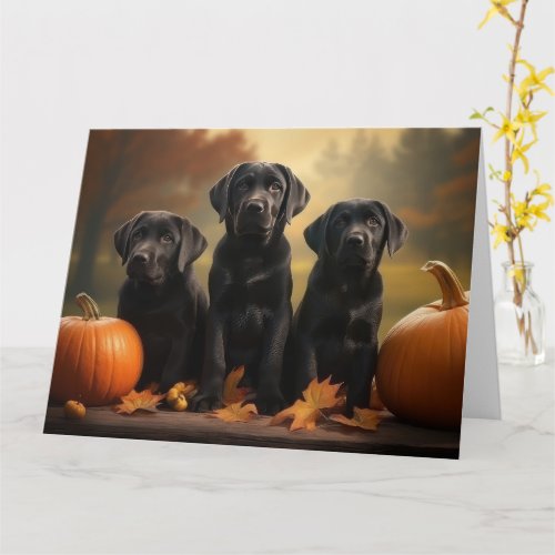 Labrador Puppy Autumn Delight Pumpkin  Card