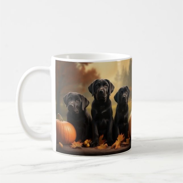 Labrador Puppy Autumn Delight Pumpkin  Coffee Mug (Left)